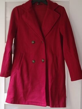 SHEIN Red Double Breasted Coat With Welt Pocket Size Small